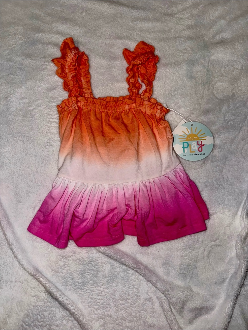 Little Sleepies Orange to Pink Ombre Ruffle Tank Top